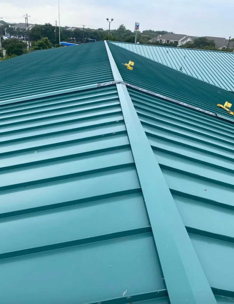 Green commercial metal roof ridge and valley for Metal Roof Repair in Manheim